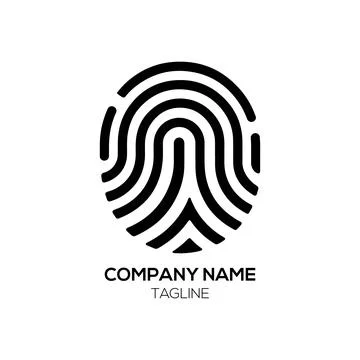 Fingerprint Security Logo Design with Shield and Lines Stock Illustration