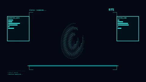 Fingerprint security scanner for biometric authentication and digital access Stock Footage 345100820