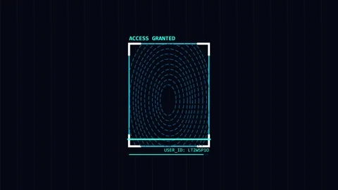 Fingerprint security scanner digital biometric authentication interface Stock Footage 345100776
