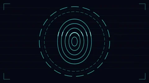 Fingerprint security scanner with digital HUD interface for biometric Stock Footage 345100854