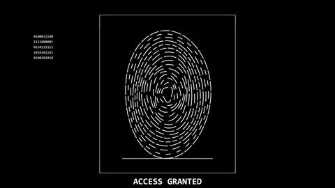 Fingerprint security scanner displaying digital biometric authentication Stock Footage 345100762