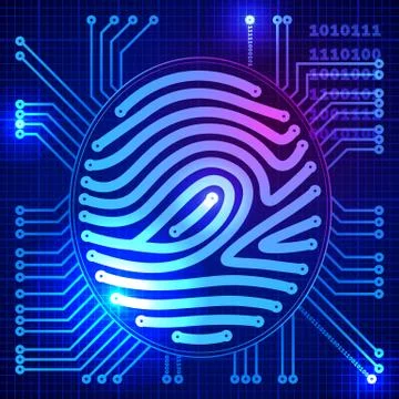 Fingerprint security system Иллюстрация
