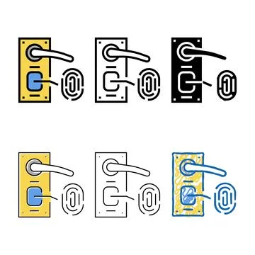 Fingerprint security system multistyle for open door color icon vector Illustrazione stock