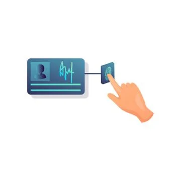 Fingerprint security touch button identity card personal information Stock Illustration