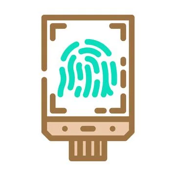 Fingerprint sensor module color icon vector illustration Illustrazione stock