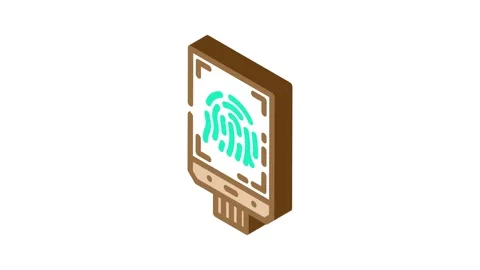 Fingerprint sensor module isometric icon animation Video stock 327274953