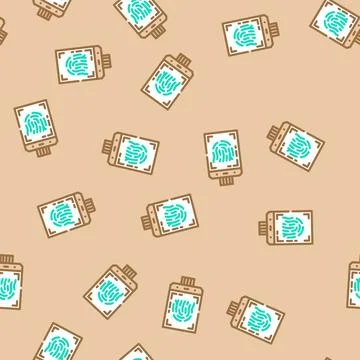 Fingerprint sensor module vector seamless pattern Stock Illustration