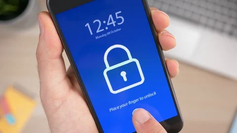 Fingerprint Sensor On Smartphone Screen Unlock Phone Stock Footage