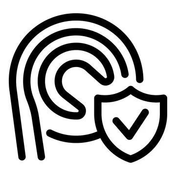 Fingerprint with shield and check mark guaranteeing data protection 스톡 일러스트