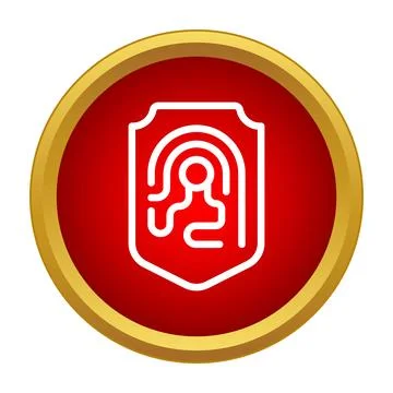 Fingerprint shield icon representing biometric security and data protection Stock Illustration