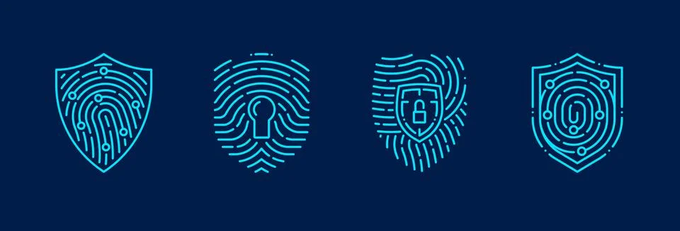 Fingerprint shield icon for secure lock technology イラスト素材