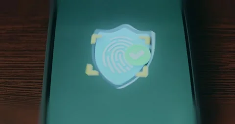 Fingerprint Shield Verification Icon Stock Footage 310821601