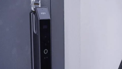 Fingerprint Smart Door Lock Opening Stock Footage 328645453