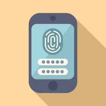 Fingerprint smartphone icon flat vector. Verify step process Stockillustratie