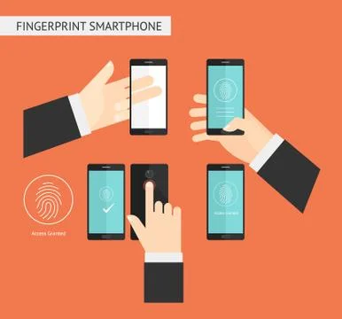 Fingerprint Smartphone Stock Illustration