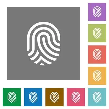 Fingerprint square flat icons Stock Illustration