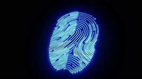 Fingerprint technological background animation on a black background. Stock Footage 171720838