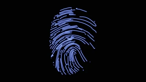Fingerprint technological background animation on a black background. Stock Footage 200963570