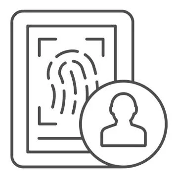 Fingerprint thin line icon. Identity vector illustration isolated on white Stock Illustration