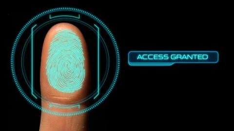 Fingerprint Thumbprint Computer Security Scan Access Granted Stock Photos