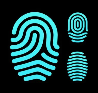 Fingerprint types, loop, whorl and arch 库存插图