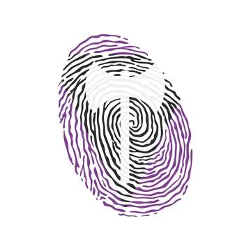 Fingerprint vector colored with the Lesbian pride flag isolated on white ba.. Stock Illustration