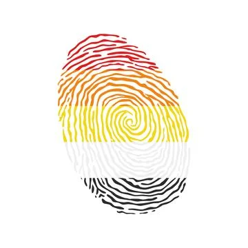 Fingerprint vector colored with the Lithsexual pride flag isolated on white.. Stock Illustration