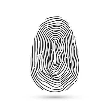 Fingerprint vector icon isolated on write with shadow. Security access author 스톡 일러스트