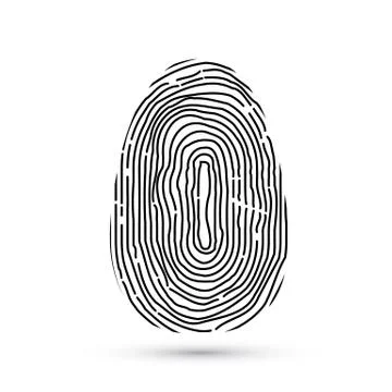 Fingerprint vector icon isolated on write with shadow. Security access author Stock Illustration