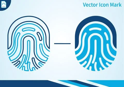Fingerprint vector icon mark illustration with outline and solid designs. Stock Illustration