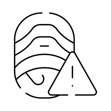 Fingerprint with warning alert icon data security concept Stock Illustration