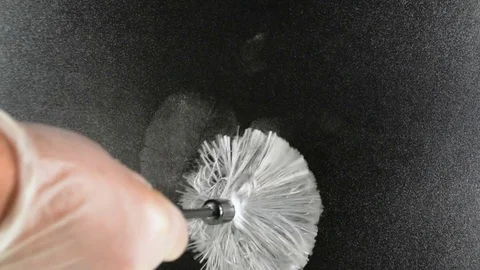 Fingerprints, brush  develops latent hand  print on black surface 스톡 동영상 83989917