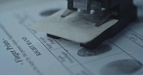 Fingerprints card and microscope close up in motion, CSI. Stock Footage 118812703