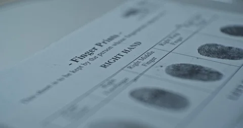 Fingerprints card close up in motion, CSI. 動画素材 118812764