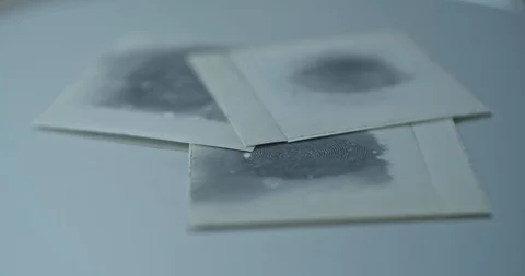 Fingerprints card close up in motion, CSI. Video stock 118812978