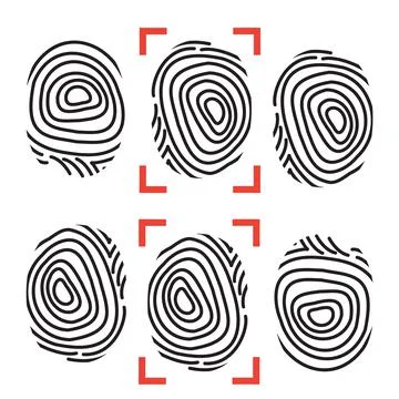 Fingerprints identity scan. Security biometric vector icons. Stock Illustration