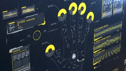 Fingerprints scanning process on screen, database search, looking for match Stock Footage 117136445
