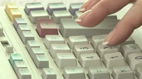 Fingers on Adding Machine 01 Stock Footage 10785874