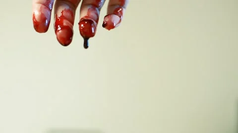 Fingers with Blood Dripping Stock Footage