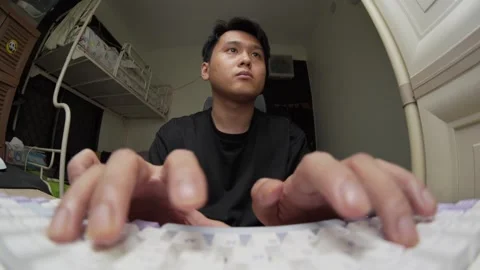 Fingers dancing on the board with a speed that never ever gets bored Stock Footage 333958751