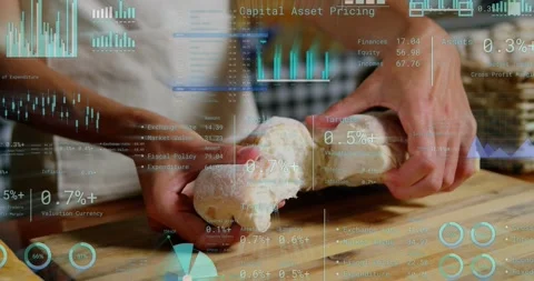 Fingers digging into sugar roll starting hands pulling apart while HUD mapping Stock Footage 321319360