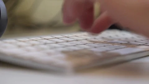 Fingers enter text on the keyboard Video stock 75685551