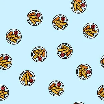 Fingers fish vector seamless pattern Stock Illustration