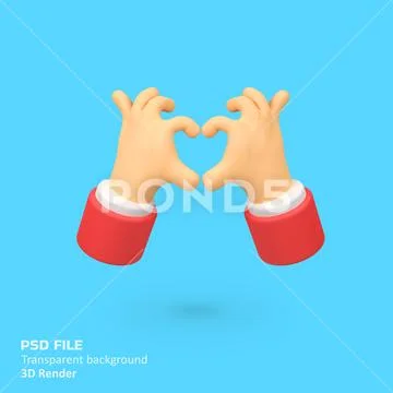 Fingers folded in love shape isolated 3d render icon illustration PSD Template