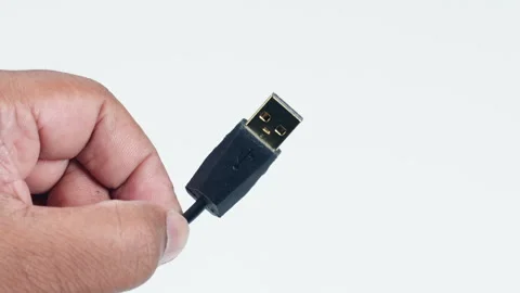 Fingers Hold Black Usb 3 Or 2 Cable Stock Footage 248716693