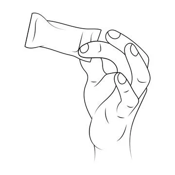 Fingers hold the candy. Vector sketch illustration. Stock Illustration