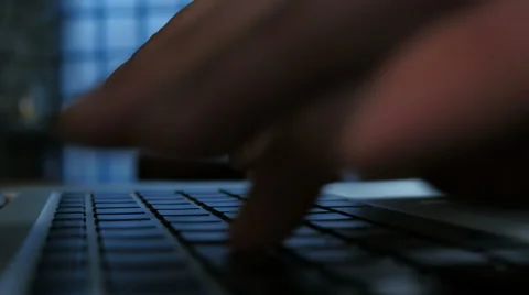 Fingers Keyboard Typing At Night Stock-Footage 64059111