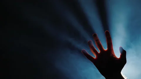 From the fingers of the man's hand come rays - a nightmare Stock Footage 141921194