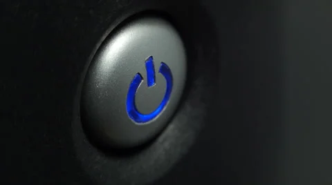 Fingers press the computer power switch Stock Footage 49644465