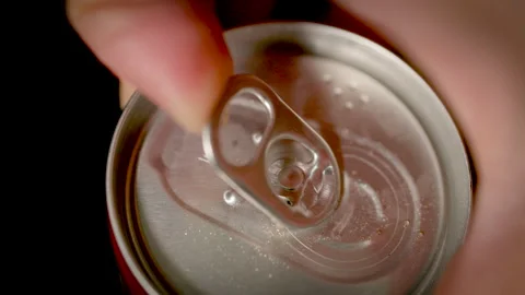 Fingers Pulling Open Soda Can Tab Extreme Closeup Stock Footage 340124013